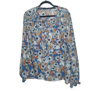 Joie Floral Print Tunic Blouse Wonens XL   Long‎ Sleeve Flowy Casual Boho